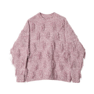 Femmes automne hiver doux épais gland tricoté pulls belle nouveau Design décontracté hauts avant Logo gros chandails de noël - Product Image 4