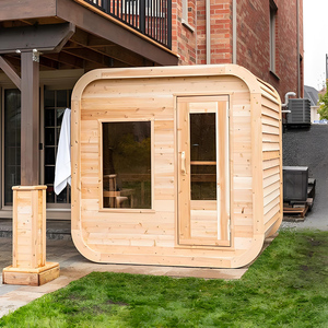 Sauna extérieur traditionnel en forme de cube avec cèdre rouge massif, vapeur humide, capacité de 2 à 4 personnes, poêle de sauna 6 kW, verre panoramique - Product Image 4
