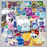 50 autocollants décoratifs tendance Blox Fruits, imperméables, imprimés en pleine surface, pour jouets, ordinateurs portables et consoles de jeux