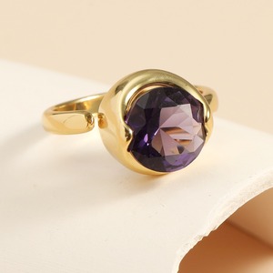 Bague ouverte ajustable pour femme en cuivre plaqué or 18 carats, motif cercle géométrique, minimaliste, de luxe, hypoallergénique, résistante à l'eau et au ternissement - Product Image 3