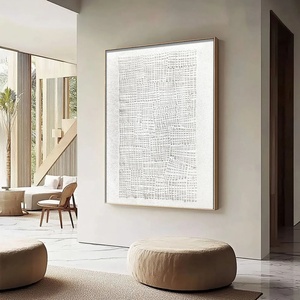 Art mural 3D, art mural contemporain, art abstrait blanc Wabi Sabi, peinture sur toile pour la décoration moderne de la maison et de la galerie - Product Image 6