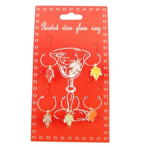 Maple Leaf Wine Glass Ring Metal Reusable Simple Style Drinkware Accessory - Product Image 5