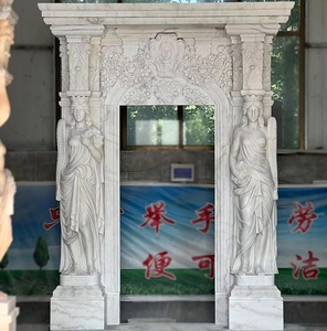 Kunden spezifische Luxus natürliche weiße Marmor hand geschnitzte Tor Stein Tür Surround Pillar Design - Product Image 2
