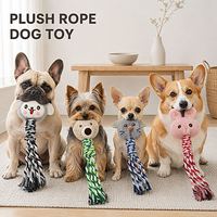 Jouet à mâcher pour animaux de compagnie OEM ODM, corde à mâcher, jouet en peluche en forme de tête d'animal de dessin animé, jouet résistant aux morsures pour chiens de petite et moyenne taille