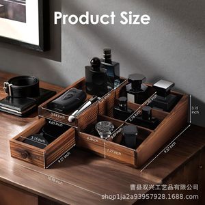 Caja de Almacenamiento de Perfumes de Madera, Rectangular, Color Madera Quemada, Organizador de Escritorio Multiusos para Montar en la Mesa - Product Image 4