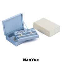 Boîte à bijoux en velours avec couvercle rabattable, boîte de rangement pour bijoux, plateau amovible, logo personnalisé, emballage pour bijoux, organisateur de bijoux multi-compartiments
