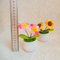 Mini tournesols au crochet faits main 2023, fleurs tricotées en pot 100% laine pour la décoration de table à la maison, mariage islamique, nouveauté, anniversaire