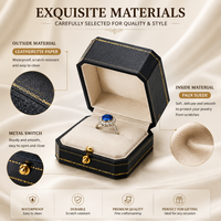 Boîte à bagues en papier simili cuir de luxe avec logo personnalisé, intérieur en velours suédé pour l'emballage de bijoux de mariage et de fiançailles