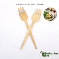 Couteau-fourchette en bambou, ensemble écologique, couverts réutilisables durables pour pique-nique, camping, biodégradables