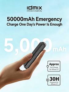 Batería Portátil Magnética Inalámbrica IDMIX de 15W y 5000mAh para iPhone Serie 15/16 con Entrada USB-C - Product Image 4