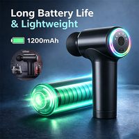 Professional Portable 7-Color RGB 6-Speed Deep Tissue Electric Massage Gun for Athletes Body Relief with 4 Heads & Case