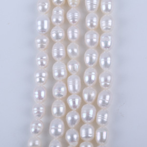 Perles en forme de riz blanches en ABS de 15 cm 6-7 mm, perles d'eau douce naturelles, perles dispersées, personnalisation de la couleur DIY - Product Image 3