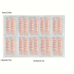 216 faux ongles courts carrés blancs pour <span class=keywords><strong>manucure</strong></span> française, brillants, nude et rose, à presser, pour le quotidien, les études et les fêtes - Product Image 4