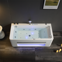 Baignoire de massage moderne en acrylique pour 1 personne, 1,3-1,7 m, avec cascade à bulles, remous et fonction surf, avec jupe latérale 3 côtés, modèle encastrable d'angle, Prix