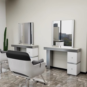 Mesa de peluquería de acero inoxidable para salones, muebles de salón de mármol, mesa de espejo, muebles de barbería - Product Image 3