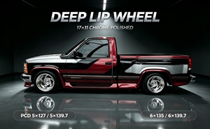 Jantes rétro chromées polies 17x11 Lowrider 5x5 5x5.5 6x135 6x5.5 5x135 pour F150 RAM GMC Sierra OBS Chevy Squarebody Tahoe - Product Image 3