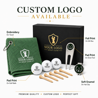 Coffret Cadeau de Golf Personnalisé avec Logo pour Tournoi d'Entreprise : Balles de Golf, Tees en Bois, Serviette, Marqueur de Balle, Outil à Divots et Boîte Magnétique