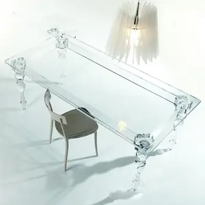 Luxushotel moderne Designs Glasplatte Acryl Bein nach Hause Esstisch klar Acryl Hochzeits tisch