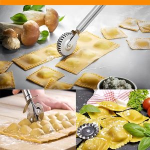 Cutter à pâtisserie 3-en-1 en acier inoxydable, coupe-raviolis et coupe-pizza, avec poignée ergonomique, facile à utiliser et à nettoyer, pour pâtes cannelées et pâte à tarte - Product Image 4