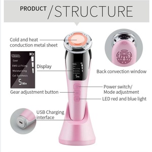 5 in 1 Hot and Cold Cosmetics Equipment Beauty Instrument Face Skin Rejuvenation <b>Micro</b> Current Facial Device - Product Image 6