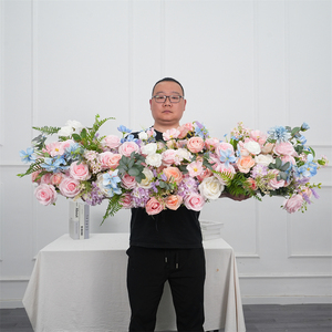 Arco de Flores Personalizado al por Mayor, Decoración Floral de Seda de Estilo Moderno, Camino de Mesa con Flores para Proyectos de Boda - Product Image 1