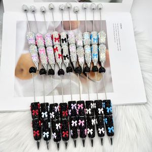 Stylos de <span class=keywords><strong>luxe</strong></span> DIY noirs et argentés avec strass et décorations nœud papillon colorées, stylo bijou perlé style industrie lourde, stylo cadeau boîte mystère - Product Image 2