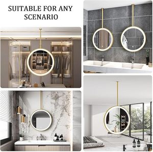 <span class=keywords><strong>Miroir</strong></span> LED suspendu au plafond rond, miroirs de salle de bain, <span class=keywords><strong>grand</strong></span> <span class=keywords><strong>miroir</strong></span> décoratif circulaire adapté aux hôtels, appartements, entrées - Product Image 6