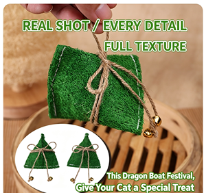 Juguete para Gatos con Forma de Zongzi, con Hierba Gatera y Campanas, Juguete Seguro para Masticar y Limpiar los Dientes, de Fibra Vegetal Natural, para Gatos - Product Image 2