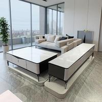 Table basse et meuble TV en bois de luxe moderne avec espace de rangement personnalisable, mobilier simple pour salon