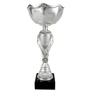 Coppa Sportiva Argentata con Portamotivi e Base in Marmo Nero - Product Image 1