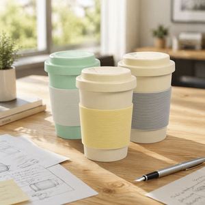 Gobelet de voyage réutilisable en bambou de 420 ml (15 oz) avec trou pour paille et bec verseur, résistant au lave-vaisselle, personnalisable, vente en gros - Product Image 1