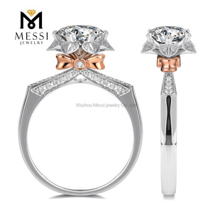 Bague <span class=keywords><strong>de</strong></span> fiançailles en or blanc 18K/14K avec <span class=keywords><strong>diamant</strong></span> Moissanite <span class=keywords><strong>1</strong></span> <span class=keywords><strong>carat</strong></span>, Thaïlande - Product Image 2