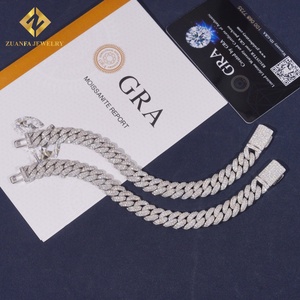 10มม. 2แถว Moissanite RTS PASS เครื่องทดสอบเพชรสำหรับผู้ชายเครื่องประดับเงิน925คิวบาห่วงโซ่ชุบทองคำขาว - Product Image 2