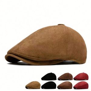 Chapeau en daim automne-hiver pour hommes et femmes, style Ivy, uni, britannique, décontracté, béret vintage, casquette plate, logo personnalisé, impression sérigraphique, utilisation en extérieur - Product Image 2
