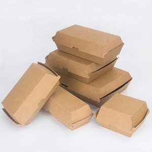 Made in China Clamshell Take Out Food Container Eco-friendly Plain Paper Hamburger Box