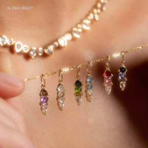 จี้หินประจำเดือนเกิด |   จี้ห้อยทรงแท่งประดับเพชรซิร์คอนเคลือบทอง 18K PVD บนสแตนเลสสตีล |   กันน้ำและป้องกันการแพ้ - Product Image 5