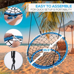 35.5" Inch Kids Round <strong>Circle</strong> Saucer <strong>Swing</strong> Hanging Netted Seat <strong>Swing</strong> - Product Image 3