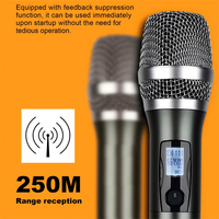 Profesyonel 3'ü 1 Arada Karaoke Amfisi 4 Kanallı 2000W Dahili Ön Ses Efekti 2 Kablosuz Mikrofon Ev Sahne Sesi için
