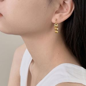 Boucles d'oreilles pendantes multicouches Dylam en or 18 carats plaqué rhodium, géométriques, à pampilles, en argent S925, bijoux bohèmes - Product Image 2