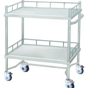 Carrito de Acero Inoxidable MJ01-A de 2 Niveles con 4 Ruedas, Mueble de Hospital de Diseño Moderno, Carrito Médico Multifuncional - Product Image 2