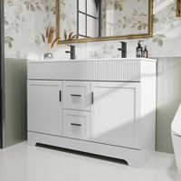 Meuble de rangement de salle de bain américain avec tiroirs, 48 pouces haut de gamme vanités de salle de bain double évier blanc