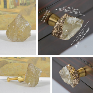 <strong>Crystal</strong> Geode Drawer <strong>Knobs</strong> Natural White Healing <strong>Crystal</strong> Stone <strong>Crystal</strong> <strong>Knobs</strong> Handles <strong>Gold</strong> Plated Gemstone Cupboard Pulls - Product Image 6