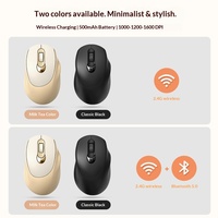 Ratón Inalámbrico Silencioso Recargable de Modo Dual Óptico USB T-WOLF Q8 con Diseño Neutro para Computadoras y Tabletas