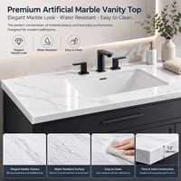 Meuble de salle de bain en aluminium imperméable avec double vasque et plateau en marbre artificiel pour usage résidentiel et commercial