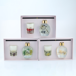 Set di <span class=keywords><strong>diffusore</strong></span> di Reed all'ingrosso in fabbrica Gel personalizzato con <span class=keywords><strong>candela</strong></span> bottiglia di vetro in Rattan bastoncini per la casa e il profumo di profumo profumo Set Souvenir - Product Image 2