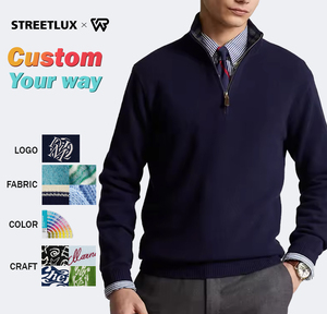 Maglione di Lusso in Cashmere e Lana con Zip a un Quarto, Design Esclusivo per Uomo, Personalizzabile con Logo Ricamato, <span class=keywords><strong>Jacquard</strong></span> Invernale - Product Image 1