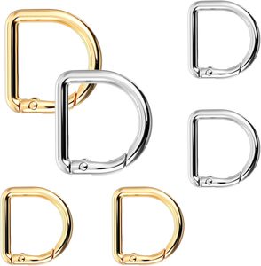 D Rings For Purse Pcs D Ring Spring Key Hooks Silver And <b>Gold</b> Metal Keyring Clip For DIY Crafts Keychain Belt <b>Backpacks</b> Handbag - Product Image 1
