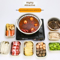 Pots de cuisson jetables en aluminium, contenants alimentaires portables pour la maison, le hot pot, le camping en plein air, les pique-niques et l'emballage de repas à emporter