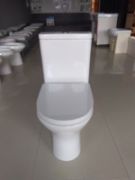 Ensemble WC deux pièces de style européen, à poser au sol, avec siphon en P, en céramique, à chasse directe, sans rebord