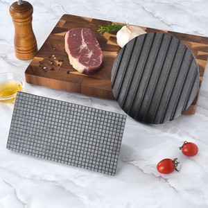 Prensa para Hamburguesas <span class=keywords><strong>Smash</strong></span>, <span class=keywords><strong>Plancha</strong></span> de Hierro Fundido Resistente, Redonda y Rectangular, Prensa para Asar Tocino con Mango de Madera - Product Image 5